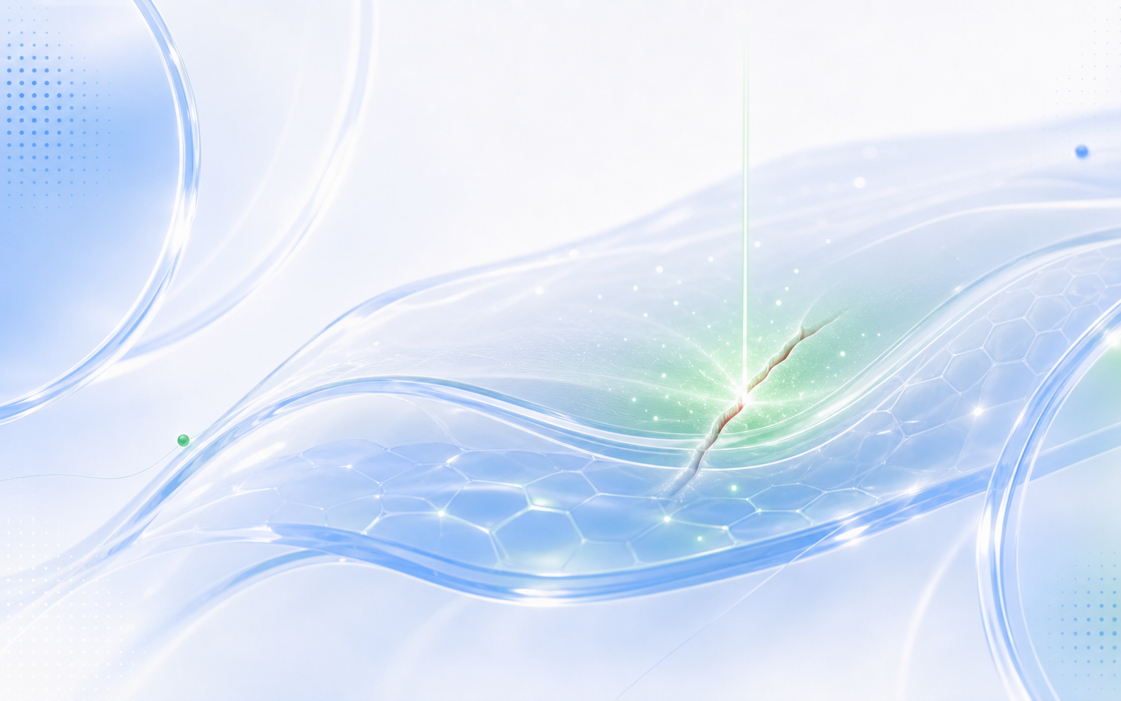 Abstract medical illustration representing healing of a small tissue tear