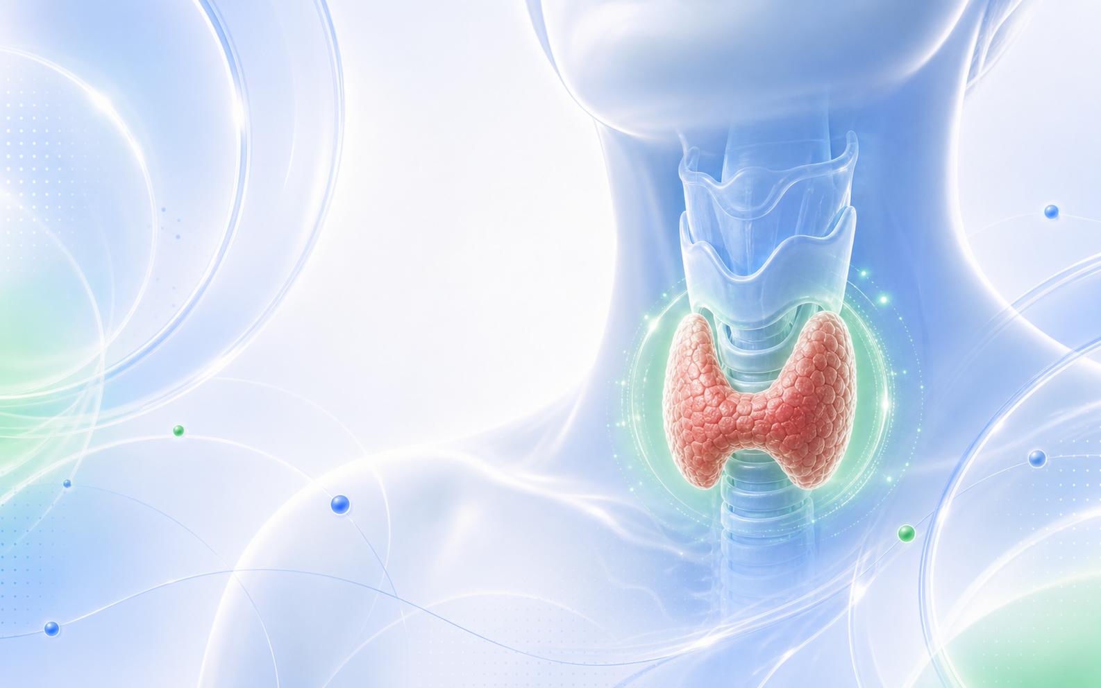 Medical illustration highlighting the thyroid gland